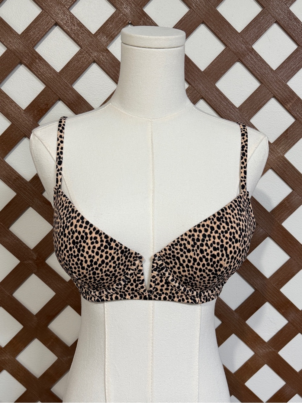 WSM20 {Shade & Shore} Tan Black Animal Cheetah Print Molded Cup Bikini Top